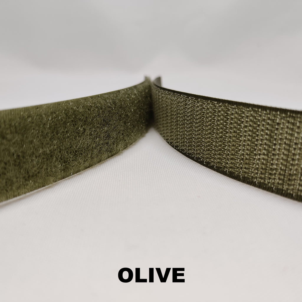 Olive green 30 millimetre sew on hook and loop