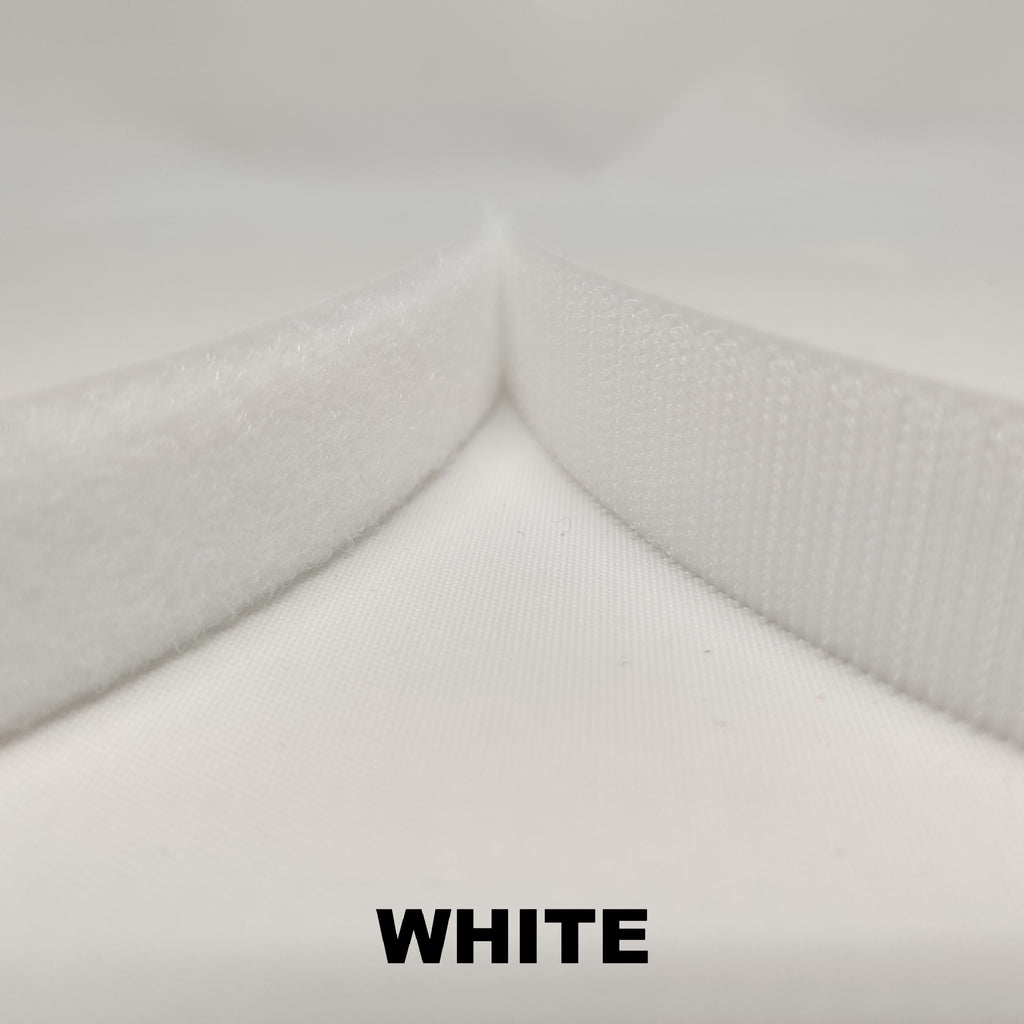 White 30 millimetre sew on hook and loop
