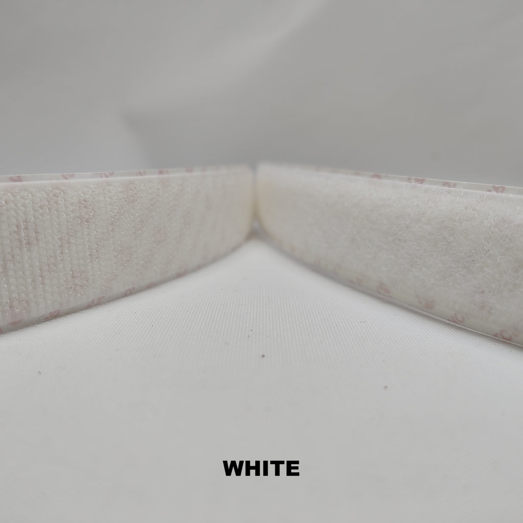 White 25 millimetre self adhesive velcro