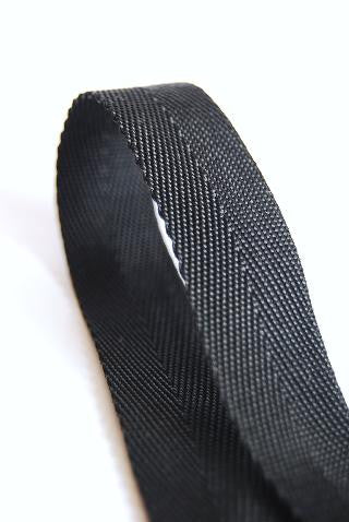 Black 19 millimetre soft nylon herringbone webbing