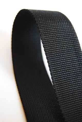 Black 50 millimetre traditional weave nylon webbing