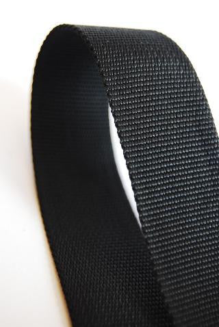 Black 25 millimetre traditional weave webbing