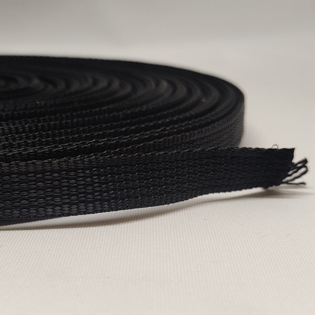 Black traditional weave 13 millimetre nylon webbing 