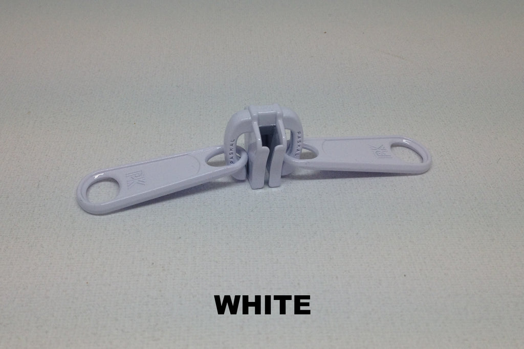 White Z1091 double metal zip slider 