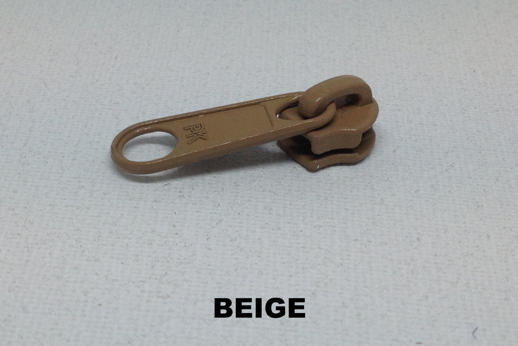 Beige Z790 single metal slider for coil zip