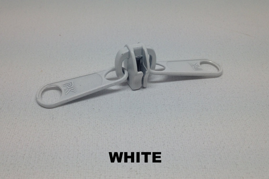 White Z990 metal double slider for coil zip
