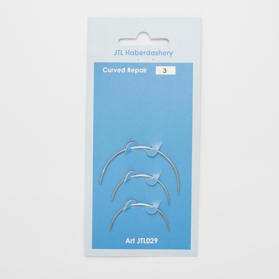 Pack of curved repair needles from JTL Haberdashery
