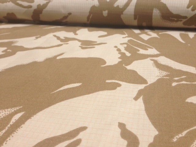 Desert camouflaged polycotton ripstop fabric