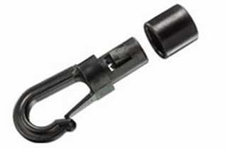 3 to 5 millimetre black plastic shockcord hook