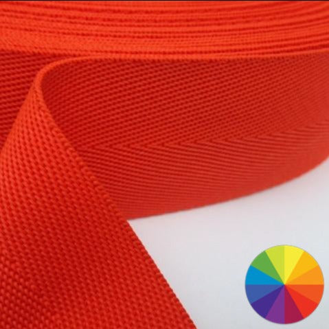 Polypropylene 50 millimetre V-Twill webbing available in multiple colours